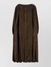 Ferragamo Suede Overcoat With Elastic Hem And Side Pockets In Brown