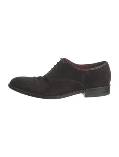Pre-owned Ferragamo Suede Oxfords In Black