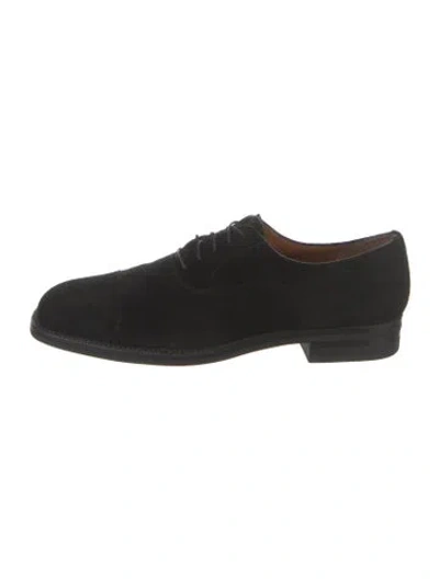 Pre-owned Ferragamo Suede Oxfords In Black