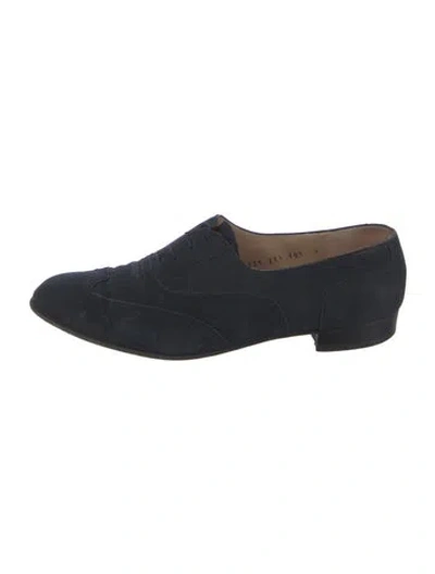 Pre-owned Ferragamo Suede Oxfords In Blue
