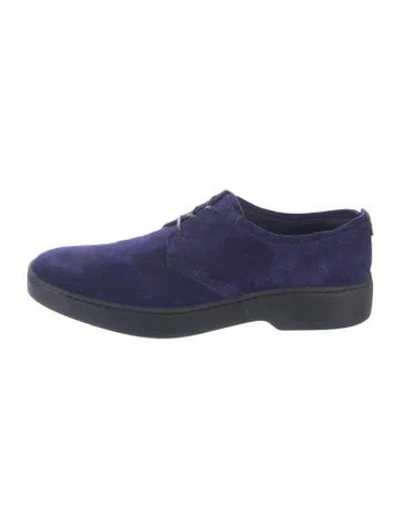 Pre-owned Ferragamo Suede Oxfords In Blue