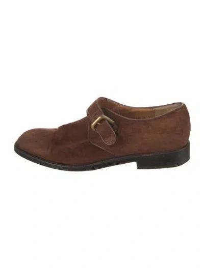 Pre-owned Ferragamo Suede Oxfords In Brown