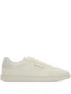 Ferragamo Suede-panelled Leather Sneakers In White