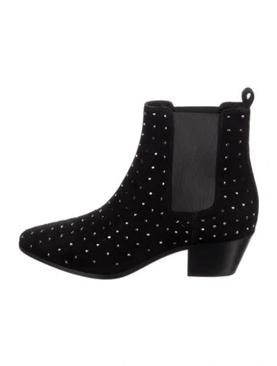 Pre-owned Ferragamo Suede Patterned Chelsea Boots In Black
