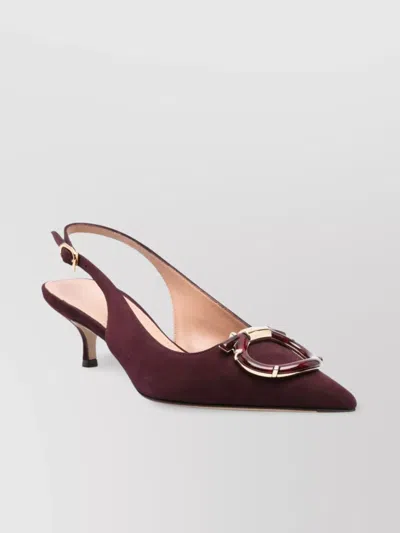 FERRAGAMO SUEDE POINTED TOE SLINGBACK PUMPS