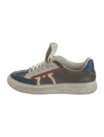 Pre-owned Ferragamo Suede Printed Sneakers In Multi