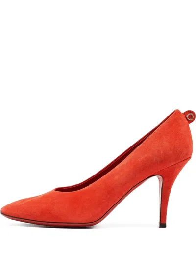 Pre-owned Ferragamo Suede Pumps In Orange
