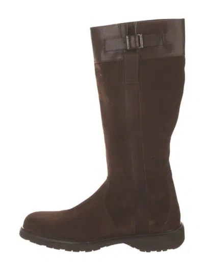 Pre-owned Ferragamo Suede Rain Boots In Brown