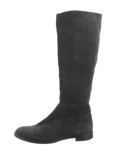 Pre-owned Ferragamo Suede Riding Boots In Black