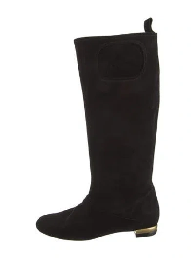 Pre-owned Ferragamo Suede Riding Boots In Black