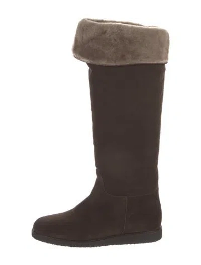 Pre-owned Ferragamo Suede Riding Boots In Brown