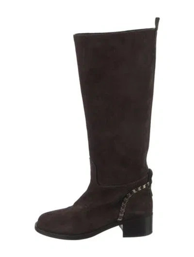 Pre-owned Ferragamo Suede Riding Boots In Brown