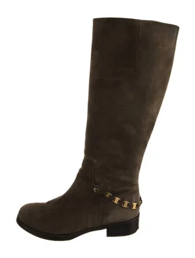 Pre-owned Ferragamo Suede Riding Boots In Brown