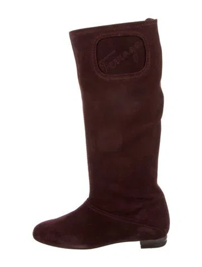 Pre-owned Ferragamo Suede Riding Boots In Brown