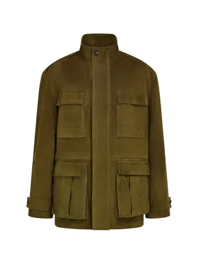 Ferragamo Suede Safari Jacket In Green