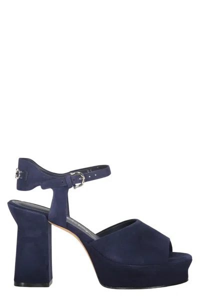 Ferragamo Suede Sandals In Blue