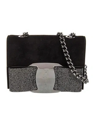 Pre-owned Ferragamo Suede Shoulder Bag In Black