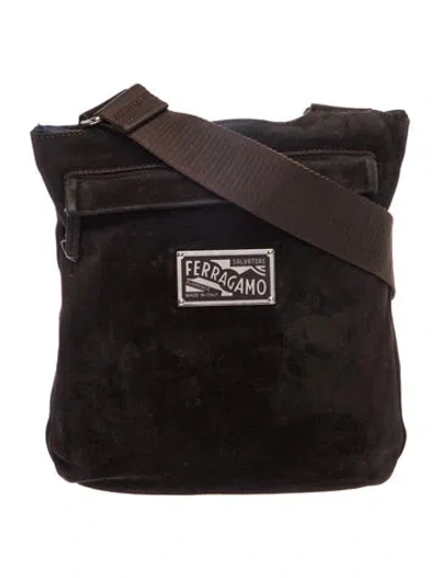 Pre-owned Ferragamo Suede Shoulder Bag In Black