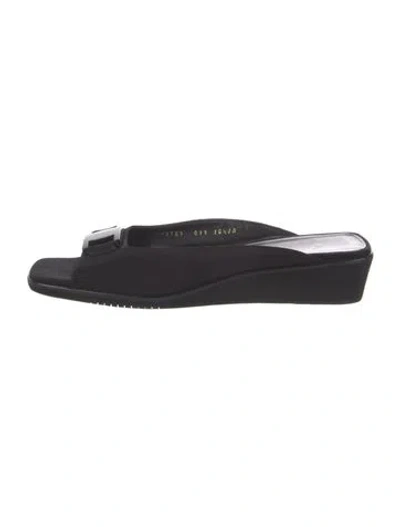 Pre-owned Ferragamo Suede Slides In Black
