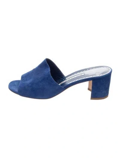 Pre-owned Ferragamo Suede Slides In Blue