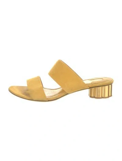 Pre-owned Ferragamo Suede Slides In Yellow