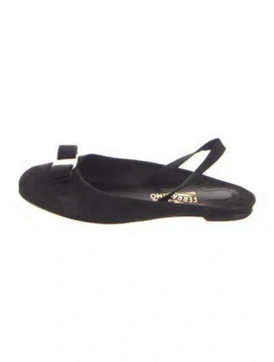 Pre-owned Ferragamo Suede Slingback Flats In Blue
