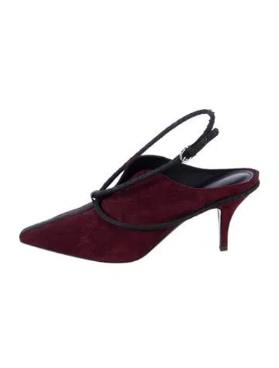 Pre-owned Ferragamo Suede Slingback Pumps In Burgundy
