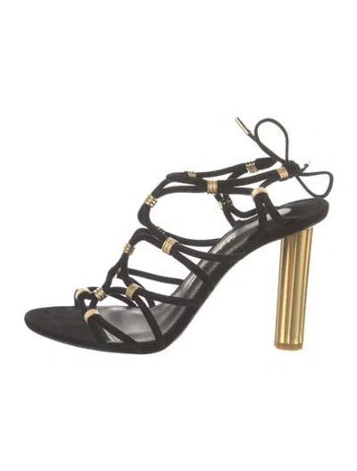 Pre-owned Ferragamo Suede Slingback Sandals In Black