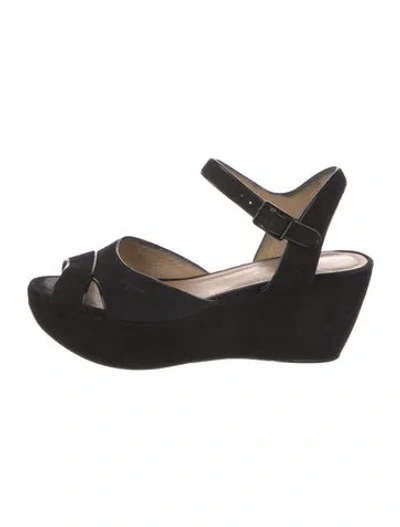 Pre-owned Ferragamo Suede Slingback Sandals In Black