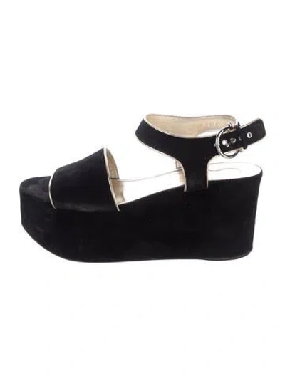 Pre-owned Ferragamo Suede Slingback Sandals In Black