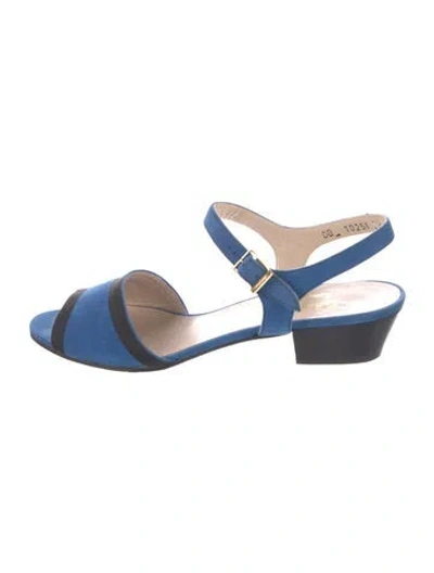 Pre-owned Ferragamo Suede Slingback Sandals In Blue