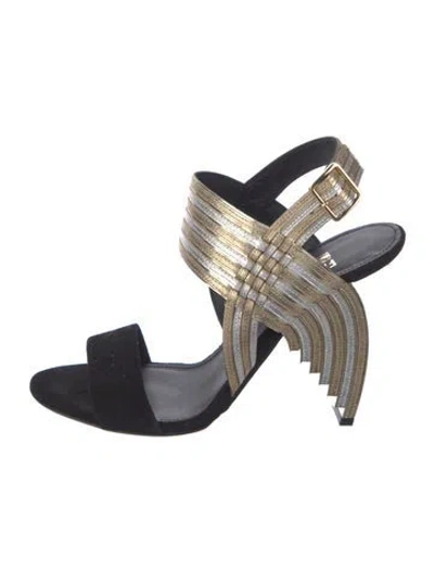 Pre-owned Ferragamo Suede Slingback Sandals In Multi