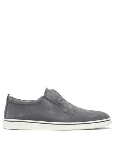 Ferragamo Suede Slip-on Loafers With Rubber Sole In Gray