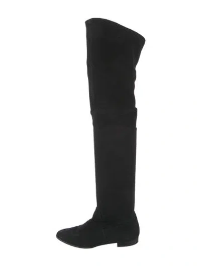 Pre-owned Ferragamo Suede Slouch Boots In Black