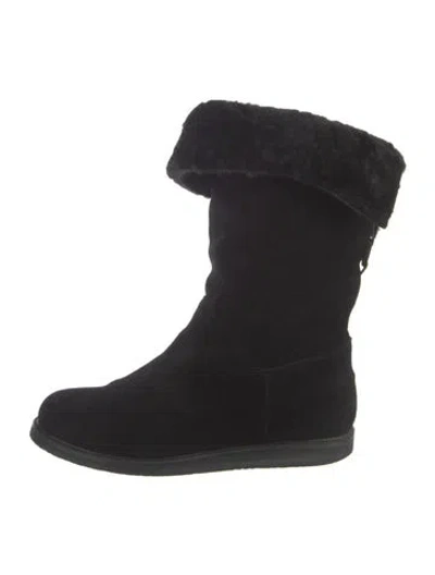 Pre-owned Ferragamo Suede Slouch Boots In Black