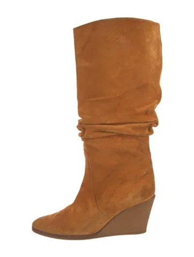 Pre-owned Ferragamo Suede Slouch Boots In Brown