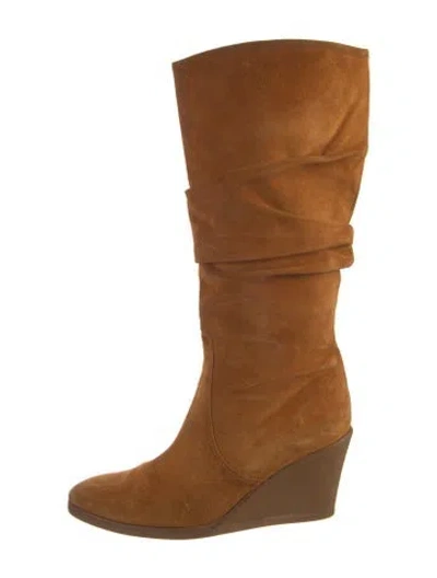 Pre-owned Ferragamo Suede Slouch Boots In Orange