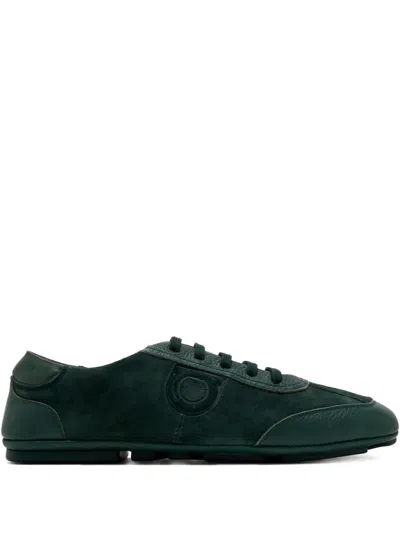 Ferragamo Suede Sneakers In Green