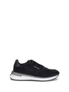 Ferragamo Dark Blue Suede Sneakers In Black