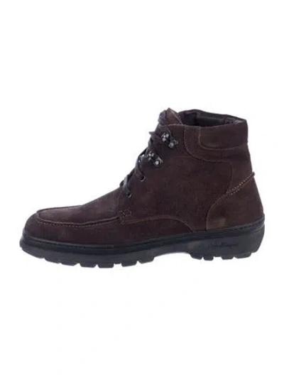 Pre-owned Ferragamo Suede Sneakers In Brown