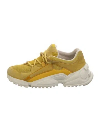 Pre-owned Ferragamo Suede Sneakers In Yellow
