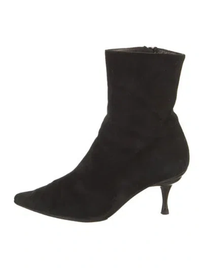 Pre-owned Ferragamo Suede Sock Boots In Black