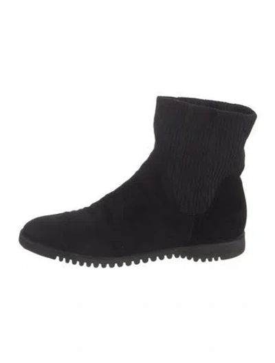 Pre-owned Ferragamo Suede Sock Boots In Black