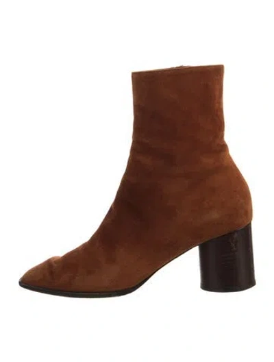 Pre-owned Ferragamo Suede Sock Boots In Brown