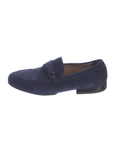 Pre-owned Ferragamo Suede Tassel Accents Dress Loafers In Blue