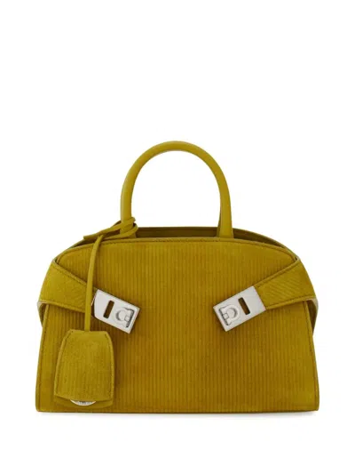 Ferragamo Suede Tote Bag In Yellow