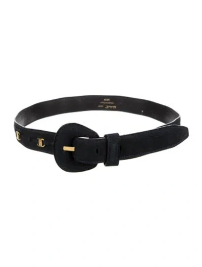 Pre-owned Ferragamo Suede Waist Belt In Blue