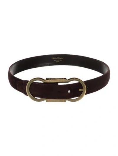 Pre-owned Ferragamo Suede Waist Belt In Burgundy