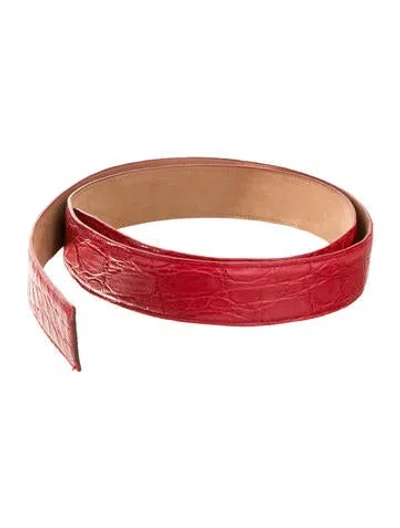 Pre-owned Ferragamo Suede Waist Belt In Red