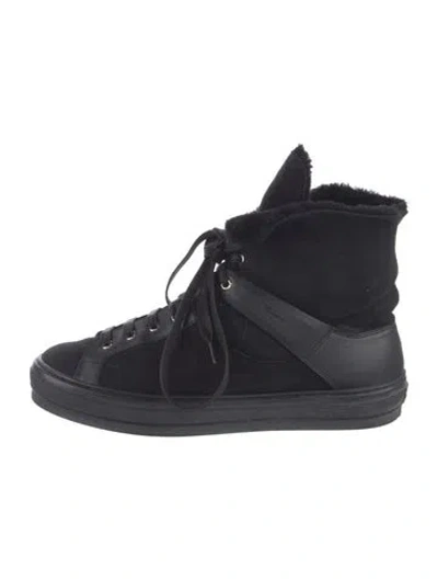 Pre-owned Ferragamo Suede Wedge Sneakers In Black